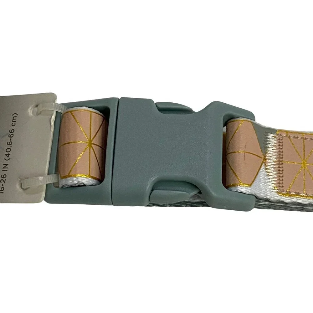 Good2Go Dog Collar L/XL 16”-26” Geometric Dusty Pink Gray Gold